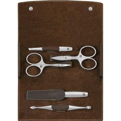 ZWILLING TWINOX Manicure- en pedicureset voor handen en voeten van echt leer, 5-delig, bruin ZWILLING TWINOX Manicure- en pedicureset voor handen en voeten van echt leer, 5-delig, bruin