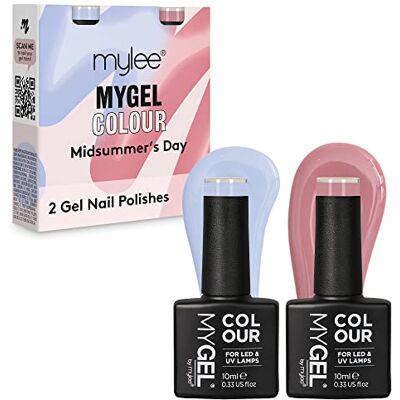 MYLEE Mygel Set van 2 soak-off uv-/led-gelnagellakken voor nail art, manicure, pedicure, thuis of in de salon, duurzaam en eenvoudig aan te brengen (Midsummer's Day) MYLEE Mygel Set van 2 soak-off uv-/led-gelnagellakken voor nail art, manicure, pedicure, thuis of in de salon, duurzaam en eenvoudig aan te brengen (Midsummer's Day)