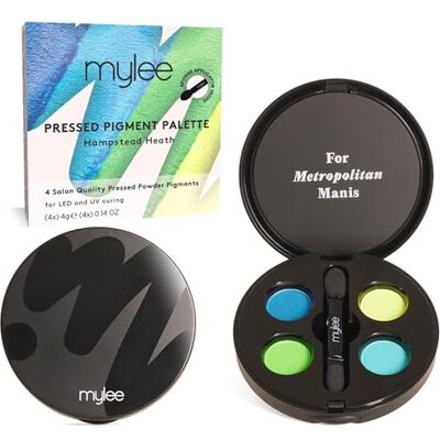 MYLEE Hampstead Heath Nagelpigmentpalet met 4 matte pigmenten, gedurfd Hampstead Heath, kleurverloop en ombre met spons-applicator voor nail art manicure MYLEE Hampstead Heath Nagelpigmentpalet met 4 matte pigmenten, gedurfd Hampstead Heath, kleurverloop en ombre met spons-applicator voor nail art manicure