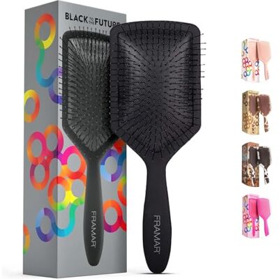 FRAMAR Paddle haarborstel om te ontwarren, haarborstel voor dames, heren en kinderen, zwart FRAMAR Paddle haarborstel om te ontwarren, haarborstel voor dames, heren en kinderen, zwart