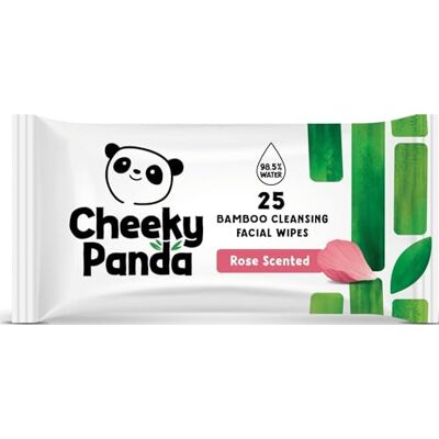 Panda Bamboe gezichtsreinigingsdoekjes, rozengeur, 25 x reinigingsdoekjes, gezichts- en oogmake-up remover Panda Bamboe gezichtsreinigingsdoekjes, rozengeur, 25 x reinigingsdoekjes, gezichts- en oogmake-up remover