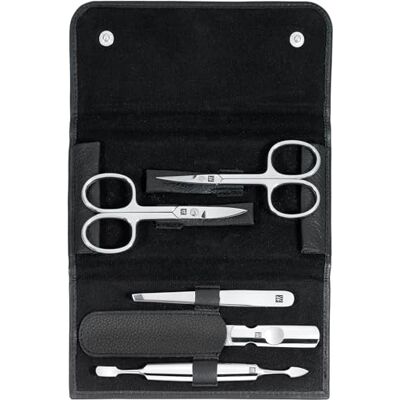 ZWILLING Manicureset (5-delig, nagelverzorging en pedicure met echt leren etui met nagelschaar en nagelriemschaar), gepolijst roestvrij staal, zwart ZWILLING Manicureset (5-delig, nagelverzorging en pedicure met echt leren etui met nagelschaar en nagelriemschaar), gepolijst roestvrij staal, zwart