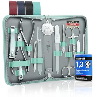 marQus Manicuresets uit Solingen Duitsland voor dames en heren 12-delige set incl. Nageltang en glazen nagelvijl Manicureset Pedicureset Voor natuurlijke en gelakte nagels marQus Manicuresets uit Solingen Duitsland voor dames en heren 12-delige set incl. Nageltang en glazen nagelvijl Manicureset Pedicureset Voor natuurlijke en gelakte nagels