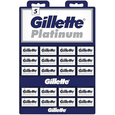 Gillette 7 Oclock 100 Platinum Blue Seguridad Rugfolie Hojas van Afeitar, 20 x 5 Gillette 7 Oclock 100 Platinum Blue Seguridad Rugfolie Hojas van Afeitar, 20 x 5