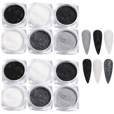 LCIEFKAE 12 stuks nagelpailletten, nageldesign, holografisch glitterpoeder, nageldecoratie, nagelglitter, nagelpoeder, nagelscène (6 kleuren). LCIEFKAE 12 stuks nagelpailletten, nageldesign, holografisch glitterpoeder, nageldecoratie, nagelglitter, nagelpoeder, nagelscène (6 kleuren).