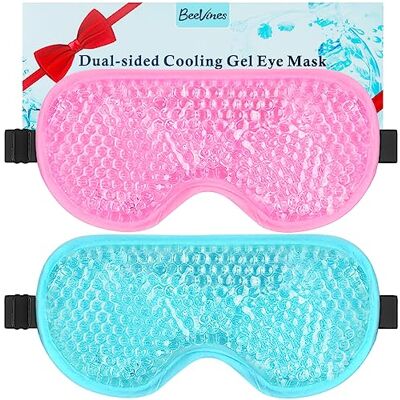 BeeVines 2 stuks verfrissende slaapmaskers voor gezwollen ogen voor mannen en vrouwen, koud en warm slaapkompres voor na de operatie (01 blauw en roze) BeeVines 2 stuks verfrissende slaapmaskers voor gezwollen ogen voor mannen en vrouwen, koud en warm slaapkompres voor na de operatie (01 blauw en roze)