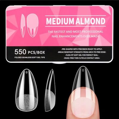 Diboniur 550 stuks Amerikaanse nagelcapsules, amandel, 11 maten, gelnagels, volledige afdekking, halfmat, kunstnagels, voor beginners in manicure, nagelprothesist en salons, nail art thuis Diboniur 550 stuks Amerikaanse nagelcapsules, amandel, 11 maten, gelnagels, volledige afdekking, halfmat, kunstnagels, voor beginners in manicure, nagelprothesist en salons, nail art thuis