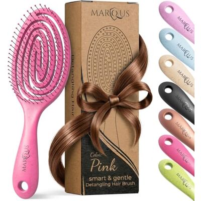 marQus Biologische haarborstel zonder verdraaien met unieke dubbele spiraalveer, meer borstelharen voor optimale druk en verzorgingsverdeling, ontwarrende borstel voor alle haartypes marQus Biologische haarborstel zonder verdraaien met unieke dubbele spiraalveer, meer borstelharen voor optimale druk en verzorgingsverdeling, ontwarrende borstel voor alle haartypes