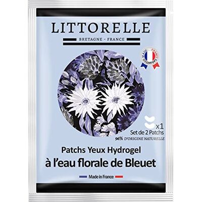 Littorelle Hydrogel oogpads met korenbloemwater hydrateert en kalmeert de ogen, tegen donkere kringen en zwellingen, 1 stuk Littorelle Hydrogel oogpads met korenbloemwater hydrateert en kalmeert de ogen, tegen donkere kringen en zwellingen, 1 stuk