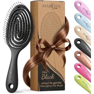 marQus Biologische haarborstel zonder verdraaien met unieke dubbele spiraalveer, meer borstelharen voor optimale druk en verzorgingsverdeling, ontwarrende borstel voor alle haartypes marQus Biologische haarborstel zonder verdraaien met unieke dubbele spiraalveer, meer borstelharen voor optimale druk en verzorgingsverdeling, ontwarrende borstel voor alle haartypes