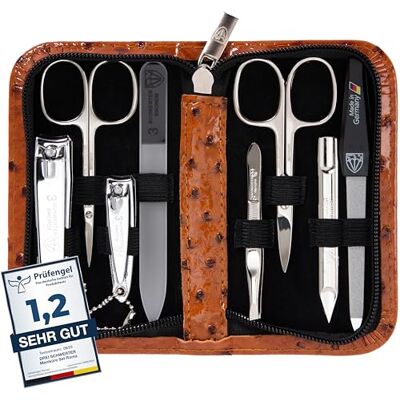 Drei Schwerter Manicureset "Roma" – nagelkoffer met 8 instrumenten: nagelschaar, nagelriemschaar, vingernagelknipper, nagelreiniger, pincet, glazen nagelvijl, vijl Drei Schwerter Manicureset "Roma" – nagelkoffer met 8 instrumenten: nagelschaar, nagelriemschaar, vingernagelknipper, nagelreiniger, pincet, glazen nagelvijl, vijl