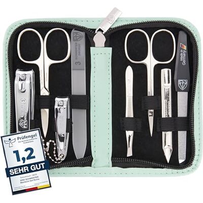 Drei Schwerter Manicureset "Roma" – nagelkoffer met 8 instrumenten: nagelschaar, nagelriemschaar, vingernagelknipper, nagelreiniger, pincet, glazen nagelvijl, vijl Drei Schwerter Manicureset "Roma" – nagelkoffer met 8 instrumenten: nagelschaar, nagelriemschaar, vingernagelknipper, nagelreiniger, pincet, glazen nagelvijl, vijl
