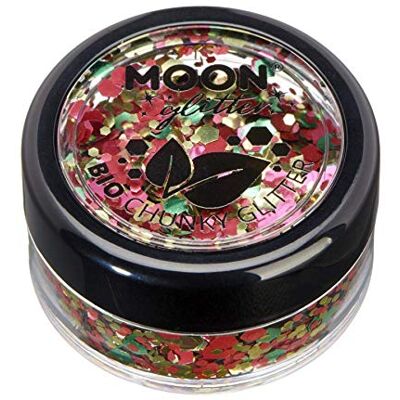 Moon Glitter Mystique Eco Chunky Glitter van biologisch afbreekbaar, 100% biologische cosmetica voor gezicht, lichaam, nagels, haar en lippen, 3 g, maskerade Moon Glitter Mystique Eco Chunky Glitter van biologisch afbreekbaar, 100% biologische cosmetica voor gezicht, lichaam, nagels, haar en lippen, 3 g, maskerade