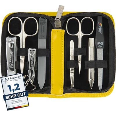 Drei Schwerter Manicureset "Roma" – nagelkoffer met 8 instrumenten: nagelschaar, nagelriemschaar, vingernagelknipper, nagelreiniger, pincet, glazen nagelvijl, vijl Drei Schwerter Manicureset "Roma" – nagelkoffer met 8 instrumenten: nagelschaar, nagelriemschaar, vingernagelknipper, nagelreiniger, pincet, glazen nagelvijl, vijl