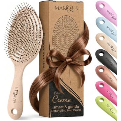 marQus Ontwarren haarborstel dames en heren, exclusieve ultrazachte buigende haren en body glijden door klitten met gemak voor alle haartypen vrouwen, mannen, nat en droog haar, 1 stuks Creme borstel marQus Ontwarren haarborstel dames en heren, exclusieve ultrazachte buigende haren en body glijden door klitten met gemak voor alle haartypen vrouwen, mannen, nat en droog haar, 1 stuks Creme borstel