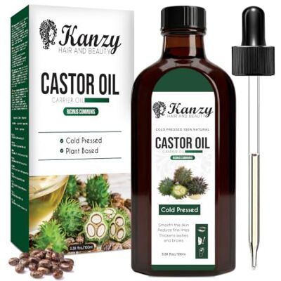 KANZY HAIR AND BEAUTY Kanzy Organic Castor Oil 100 ml voor wimper- en ooggroei, koud geperste ricinusolie voor haargroei, nagels en huid, 100% natuurlijke castor olie, inclusief glazen fles en pipet KANZY HAIR AND BEAUTY Kanzy Organic Castor Oil 100 ml voor wimper- en ooggroei, koud geperste ricinusolie voor haargroei, nagels en huid, 100% natuurlijke castor olie, inclusief glazen fles en pipet