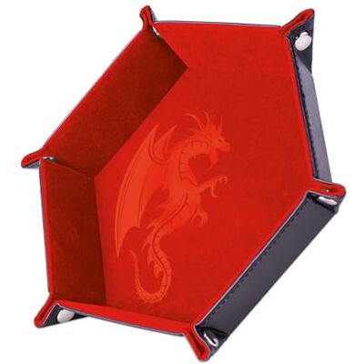 Rio Dobbelstenen – rode draak 19 x 19 cm – leer en fluweel Rio Dobbelstenen – rode draak 19 x 19 cm – leer en fluweel