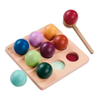 Eichhorn Montessori Sorteerballen, educatief spel met kleurrijke houten ballen, bevordert het sorteren, leren van kleuren en fijne motoriek, van FSC-gecertificeerd berken- en beukenhout Eichhorn Montessori Sorteerballen, educatief spel met kleurrijke houten ballen, bevordert het sorteren, leren van kleuren en fijne motoriek, van FSC-gecertificeerd berken- en beukenhout