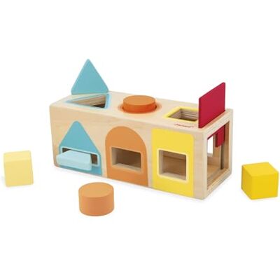 Janod Geometric Shape Box (Wood) Wooden Early-Learning Toy Educational Game Fine Motor Skills 12 maanden J05330 Janod Geometric Shape Box (Wood) Wooden Early-Learning Toy Educational Game Fine Motor Skills 12 maanden J05330