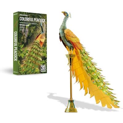 Piececool 3D metalen puzzel voor modelbouw, groene pauw 3D-dierenmodel voor roestvrij staal, volledig metaal, 1:1 restauratiecollectie, verjaardagscadeau, set Piececool 3D metalen puzzel voor modelbouw, groene pauw 3D-dierenmodel voor roestvrij staal, volledig metaal, 1:1 restauratiecollectie, verjaardagscadeau, set