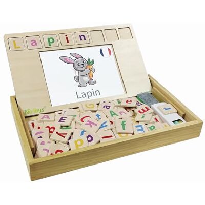 Lexibook Bio Toys Woordschool, tweetalig Frans/Engels, houten spellen, 50 kaarten, alfabet, educatief spel, EDU100i1LXB Lexibook Bio Toys Woordschool, tweetalig Frans/Engels, houten spellen, 50 kaarten, alfabet, educatief spel, EDU100i1LXB