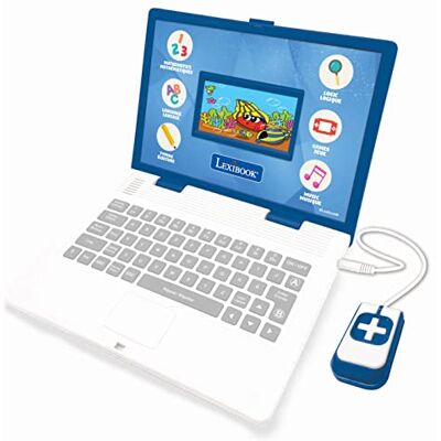 Lexibook Educatieve laptop, tweetalige leercomputer Engels/Frans, kleurenscherm, 130 taalactiviteiten, schrijven, wiskunde, logica, muziek en games, blauw, JC798i1 Lexibook Educatieve laptop, tweetalige leercomputer Engels/Frans, kleurenscherm, 130 taalactiviteiten, schrijven, wiskunde, logica, muziek en games, blauw, JC798i1