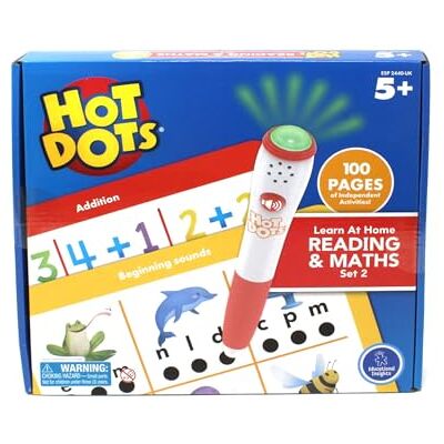 Learning Resources Hot Dots N°2 Home Learning Kit lezen en wiskunde, interactief leren van lezen en wiskunde op de kleuterschool, 100 pagina's, vanaf 5 jaar Learning Resources Hot Dots N°2 Home Learning Kit lezen en wiskunde, interactief leren van lezen en wiskunde op de kleuterschool, 100 pagina's, vanaf 5 jaar