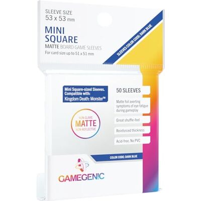 Asmodee GAMEGEN!C Mini Square Sized Sleeves mat 53 x 53 mm (50), Kleur Clear (GGS10062ML) Asmodee GAMEGEN!C Mini Square Sized Sleeves mat 53 x 53 mm (50), Kleur Clear (GGS10062ML)
