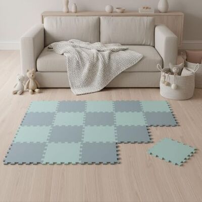 LittleTom 18-delige vloermat voor baby's vanaf de eerste maand – 30 x 30 cm – tegels van EVA-schuim – zacht speeloppervlak voor de training – vierkante antislip puzzel – bekleding voor de kinderkamer LittleTom 18-delige vloermat voor baby's vanaf de eerste maand – 30 x 30 cm – tegels van EVA-schuim – zacht speeloppervlak voor de training – vierkante antislip puzzel – bekleding voor de kinderkamer