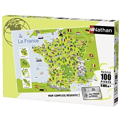Nathan RAVENSBURGER Puzzle 100 p Kaart van Frankrijk Nathan RAVENSBURGER Puzzle 100 p Kaart van Frankrijk