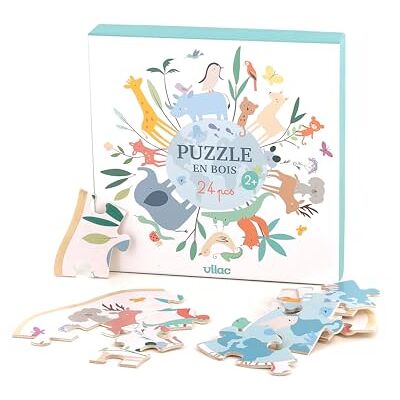 Vilac Houten puzzel, rond de wereld-Sarah Betz, 7102, meerkleurig Vilac Houten puzzel, rond de wereld-Sarah Betz, 7102, meerkleurig
