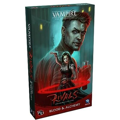 Renegade Game Studios Vampire: The Masquerade – Rivals Blood & Alchemy Expansion Voegt Tremere & Thin-blood Clans, Deck Customization, Requires Core Set, 2-4 spelers, leeftijden 14+ Renegade Game Studios Vampire: The Masquerade – Rivals Blood & Alchemy Expansion Voegt Tremere & Thin-blood Clans, Deck Customization, Requires Core Set, 2-4 spelers, leeftijden 14+