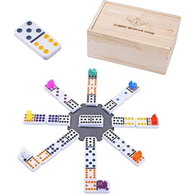 Engelhart 250170 Doos Domino Mexicaanse trein Double 12 Premium Familie gezelschapsspel Strategie en logica 91 kleurrijke Domino's 9 mm + 8 kleurrijke treinen vanaf 3 jaar Engelhart 250170 Doos Domino Mexicaanse trein Double 12 Premium Familie gezelschapsspel Strategie en logica 91 kleurrijke Domino's 9 mm + 8 kleurrijke treinen vanaf 3 jaar