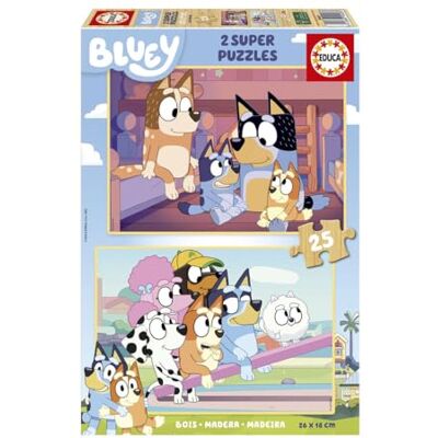 Educa Bluey puzzel set van 2 houten puzzels voor kinderen, elk 25 stukjes. Afmetingen gemonteerd: 26 x 18 cm. Grote stukjes met onberispelijke afwerking. Vanaf 4 jaar (19407) Educa Bluey puzzel set van 2 houten puzzels voor kinderen, elk 25 stukjes. Afmetingen gemonteerd: 26 x 18 cm. Grote stukjes met onberispelijke afwerking. Vanaf 4 jaar (19407)
