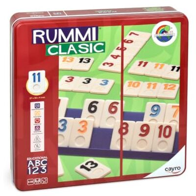 Cayro Rummi 8 jaar Klassiek model Leuke bordspellen voor kinderen en volwassenen 106 delen 1 stoffen zak en 4 houders 2 tot 4 spelers Cayro Rummi 8 jaar Klassiek model Leuke bordspellen voor kinderen en volwassenen 106 delen 1 stoffen zak en 4 houders 2 tot 4 spelers