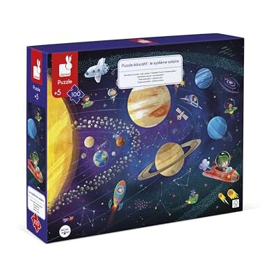 Janod Educatieve kinderpuzzel zonnestelsel 100 stukjes leren fijne motoriek en concentratie vanaf 5 jaar, J02678 Janod Educatieve kinderpuzzel zonnestelsel 100 stukjes leren fijne motoriek en concentratie vanaf 5 jaar, J02678