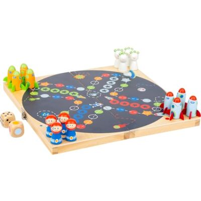 small foot Ludo "Space" houten bordspel in opvouwbare doos, met gekleurde kubussen en ruimtefiguren, vanaf 4 jaar, 11452 small foot Ludo "Space" houten bordspel in opvouwbare doos, met gekleurde kubussen en ruimtefiguren, vanaf 4 jaar, 11452