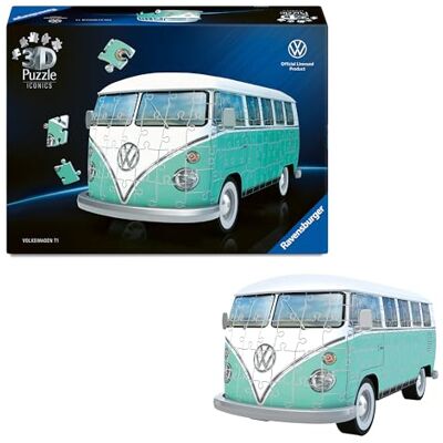 Ravensburger 3D Puzzel Iconics: 12008035 Volkswagen T1 een waar icoon van de autogeschiedenis. De VW Bulli in modelformaat Ravensburger 3D Puzzel Iconics: 12008035 Volkswagen T1 een waar icoon van de autogeschiedenis. De VW Bulli in modelformaat