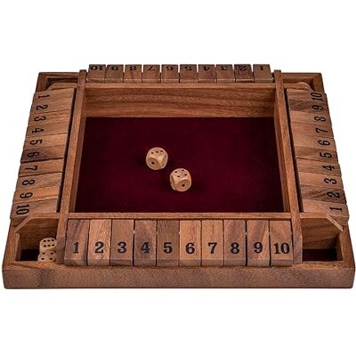 Engelhart 300406 Shut the Box 4 spelers Houten doos met vilt 8 houten dobbelstenen Traditioneel bordspel Afmetingen: 29x29x3,5 cm Dobbelstenen Engelhart 300406 Shut the Box 4 spelers Houten doos met vilt 8 houten dobbelstenen Traditioneel bordspel Afmetingen: 29x29x3,5 cm Dobbelstenen