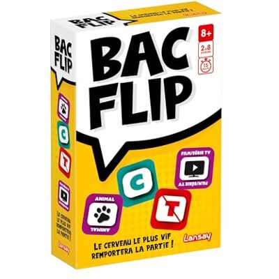 Lansay BAC FLIP Grappig gezelschapsspel voor kinderen vanaf 8 jaar Vind woorden met letters en thema's Ontwikkelt reflecties en verbeelding Kaartspel 2 tot 6 spelers In het Frans Lansay BAC FLIP Grappig gezelschapsspel voor kinderen vanaf 8 jaar Vind woorden met letters en thema's Ontwikkelt reflecties en verbeelding Kaartspel 2 tot 6 spelers In het Frans