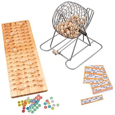 Engelhart Bingospel met metalen mand + houten plank 90 ballen / systeem 15 van 90-360567 Engelhart Bingospel met metalen mand + houten plank 90 ballen / systeem 15 van 90-360567