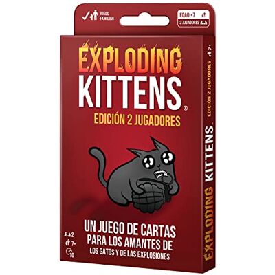 Asmodee Exploding Kittens Edition 2 spelers, kaartspel in het Spaans, meerkleurig Asmodee Exploding Kittens Edition 2 spelers, kaartspel in het Spaans, meerkleurig
