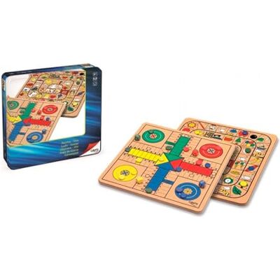 Cayro Parcheesi Kleurrijke houten gans Metalen doos 27X27cm Familie gezelschapsspel Leuk voor alle leeftijden Inclusief dobbelstenen en chips Cayro Parcheesi Kleurrijke houten gans Metalen doos 27X27cm Familie gezelschapsspel Leuk voor alle leeftijden Inclusief dobbelstenen en chips