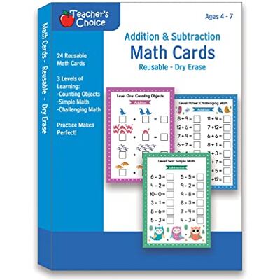 Apostrophe Games Wiskundige kaarten voor optellen en aftrekken, droog uitwisbare kaarten Bouw vertrouwen op met herbruikbare kaarten die het leren leuk maken voor kinderen van 4 tot 7 jaar Apostrophe Games Wiskundige kaarten voor optellen en aftrekken, droog uitwisbare kaarten Bouw vertrouwen op met herbruikbare kaarten die het leren leuk maken voor kinderen van 4 tot 7 jaar