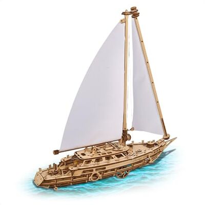 UGEARS Serenity's Dream 3D-puzzel van hout voor volwassenen, mechanisch zeilschip van hout voor volwassenen, modelbouw van jacht, knutselsets voor Kerstmis UGEARS Serenity's Dream 3D-puzzel van hout voor volwassenen, mechanisch zeilschip van hout voor volwassenen, modelbouw van jacht, knutselsets voor Kerstmis