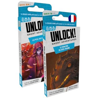Asmodee Space Cowboys – Unlock! Short Adventure – De kerker van Doo-Arann + De vlucht van de engel – escape/kaartspel voor kinderen en volwassenen vanaf 10 jaar – Franse versie Asmodee Space Cowboys – Unlock! Short Adventure – De kerker van Doo-Arann + De vlucht van de engel – escape/kaartspel voor kinderen en volwassenen vanaf 10 jaar – Franse versie