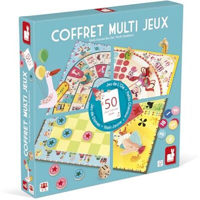 Janod Carrousel multispel set – klassieke gezelschapsspellen – dames, kleine paarden, gele dwerg, 7 gezinnen, ganzenspel – vanaf 5 jaar, J02742 Janod Carrousel multispel set – klassieke gezelschapsspellen – dames, kleine paarden, gele dwerg, 7 gezinnen, ganzenspel – vanaf 5 jaar, J02742
