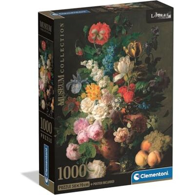 Clementoni Puzzel voor volwassenen, 1000 stukjes, Museum- Bowl Of Flowers Compact Box, gemaakt in Italië, 39970 Clementoni Puzzel voor volwassenen, 1000 stukjes, Museum- Bowl Of Flowers Compact Box, gemaakt in Italië, 39970