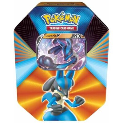 Pokémon POK80840-D6 TCG: V Krachten Tin-Lucario V, Galarian Slowbro V of Mew V (Een willekeurig), Gemengde kleuren Pokémon POK80840-D6 TCG: V Krachten Tin-Lucario V, Galarian Slowbro V of Mew V (Een willekeurig), Gemengde kleuren