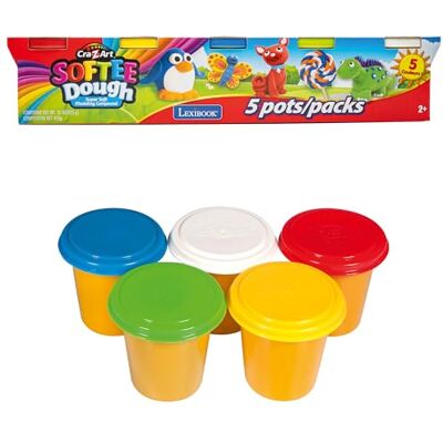 Lexibook , Set van 5 Softee boetseerklei: klassieke kleuren, CRDOUGH2 Lexibook , Set van 5 Softee boetseerklei: klassieke kleuren, CRDOUGH2